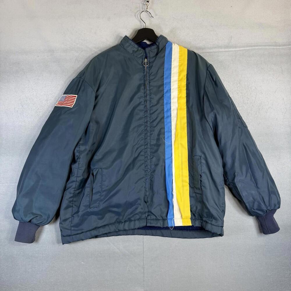 VTG 70s Great Lakes Sportswear Racer Jacket Mens L/XL Green Moto Sherpa USA